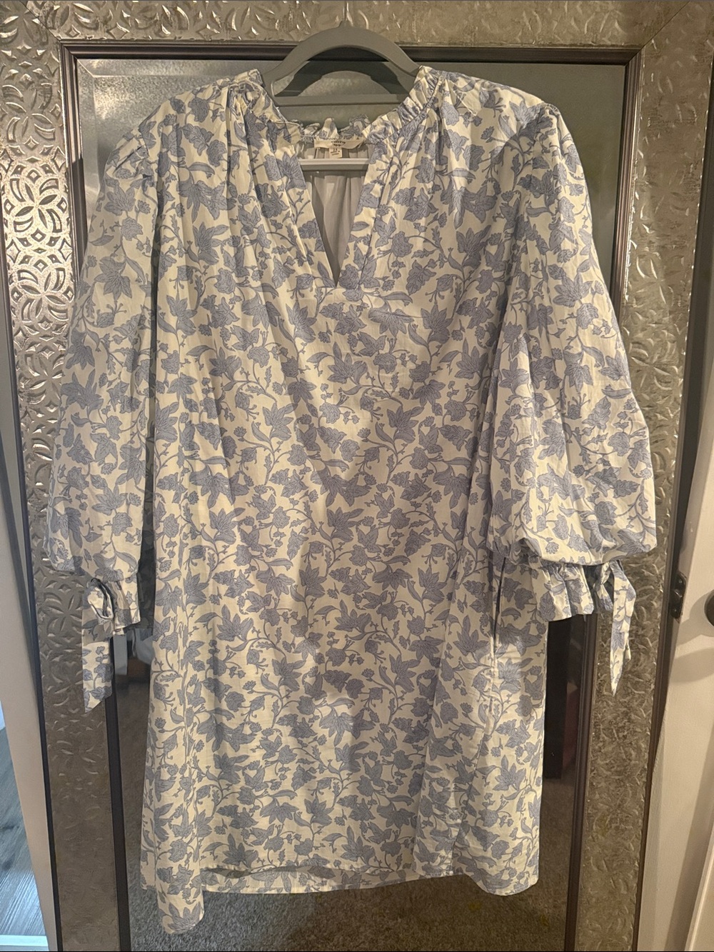entro Cream Dress with Light Blue Floral Print